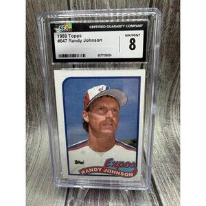 1989 Topps - Randy Johnson #647 (RC) Montreal Expos CGC 8
